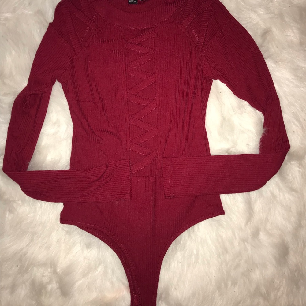 Sexy maroon bodysuit